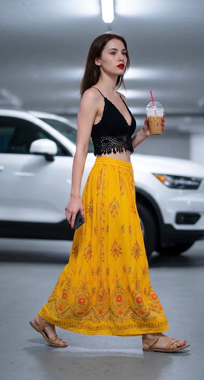 Sequined, Ethnic, Hippie, Festival, Bohemian skirt, lifestyle view from Ariel La Boutique