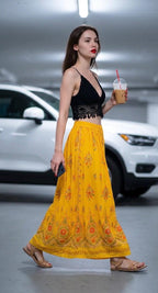 Sequined, Ethnic, Hippie, Festival, Bohemian skirt, lifestyle view from Ariel La Boutique