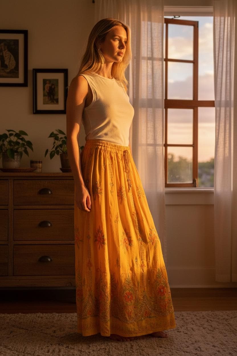 Sequined, Ethnic, Hippie, Festival, Bohemian skirt, additional view 2 from Ariel La Boutique