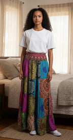 Ethnic, Hippie, Festival, Patchwork, Bohemian skirt, additional view 3 from Ariel La Boutique