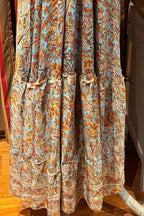 Boho Silk Dress Vintage Maxi Boho Ruffle Dress, Hippie Bohemian Dress, Gypsy Boho Dress Festival Dress, Recycled Ethnic Beach Sari Dress