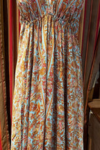 Boho Silk Dress Vintage Maxi Boho Ruffle Dress, Hippie Bohemian Dress, Gypsy Boho Dress Festival Dress, Recycled Ethnic Beach Sari Dress
