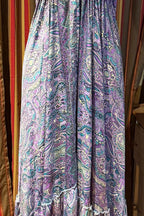 Boho Silk Dress Vintage Maxi Boho Ruffle Dress, Hippie Bohemian Dress, Gypsy Boho Dress Festival Dress, Recycled Ethnic Beach Sari Dress