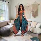 Boho Jumpsuit, Bohemian Clothing, Boho jumpsuit Harem Pants, Loose Yoga Festival Pants, Wide Leg Women Festival Pants, Hippie Summer Romper