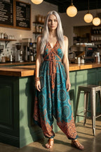 Boho Jumpsuit, Bohemian Clothing, Boho jumpsuit Harem Pants, Loose Yoga Festival Pants, Wide Leg Women Festival Pants, Hippie Summer Romper