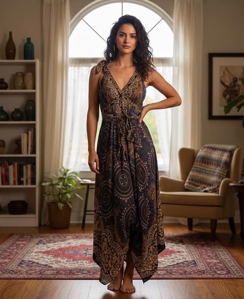 Boho Jumpsuit, Bohemian Clothing, Boho jumpsuit Harem Pants, Loose Yoga Festival Pants, Wide Leg Women Festival Pants, Hippie Summer Romper