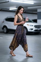 Boho Jumpsuit, Bohemian Clothing, Boho jumpsuit Harem Pants, Loose Yoga Festival Pants, Wide Leg Women Festival Pants, Hippie Summer Romper