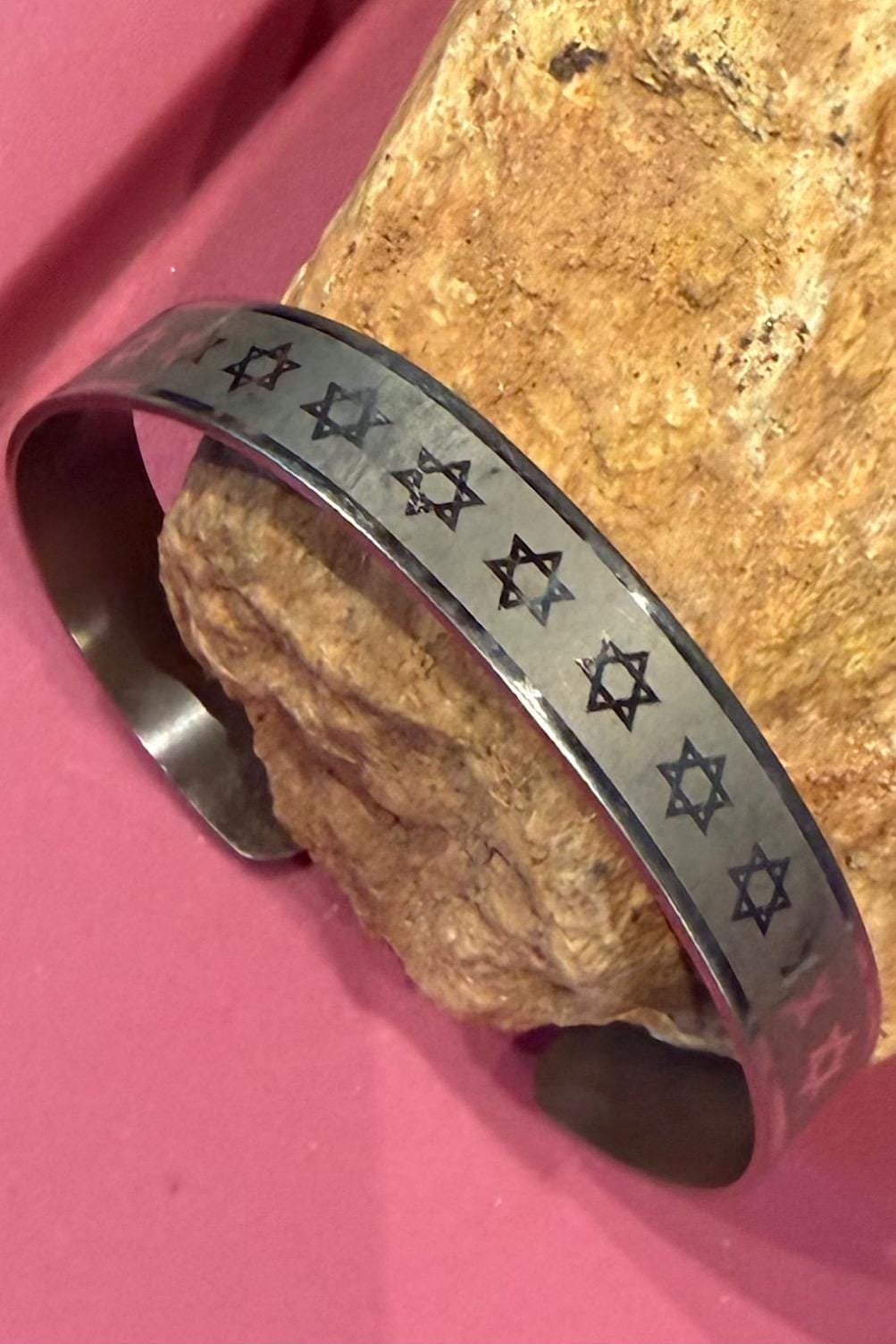 Stainless SteelStar Of David Cuf Bracelet, Support Israel Kabbalah Magen David Jewish Cuf Bracelet, Spiritual Jewish Cuf