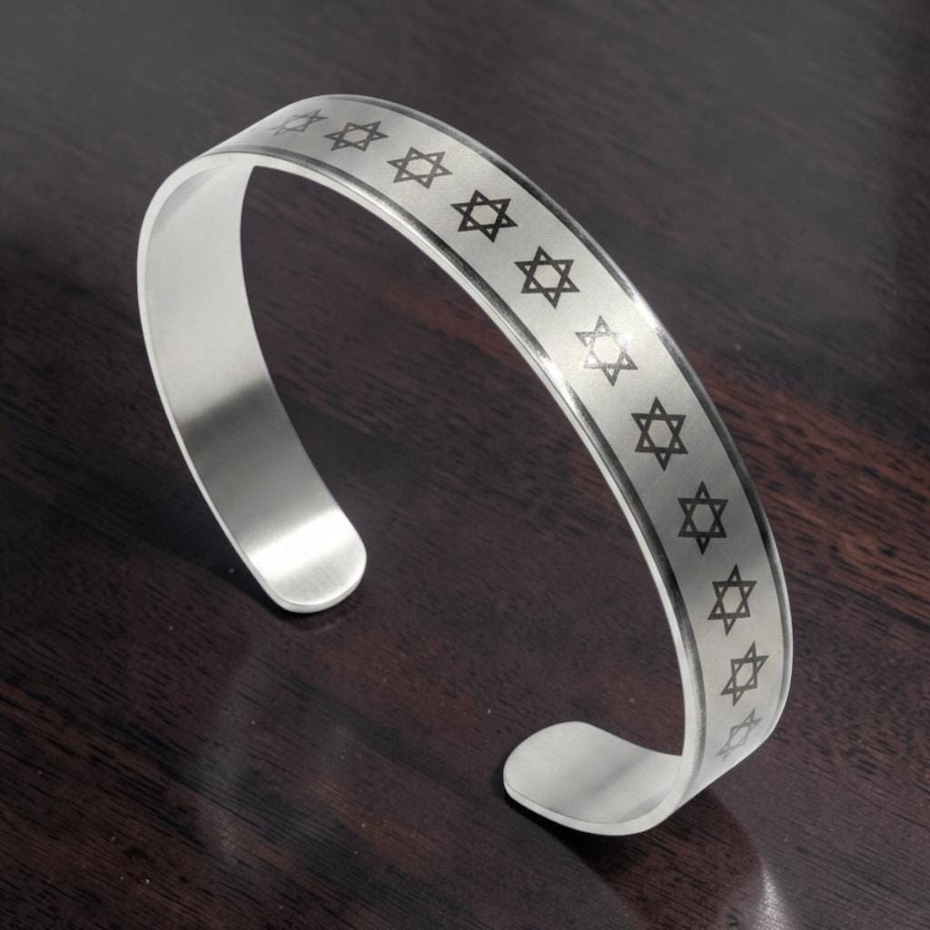 Stainless SteelStar Of David Cuf Bracelet, Support Israel Kabbalah Magen David Jewish Cuf Bracelet, Spiritual Jewish Cuf