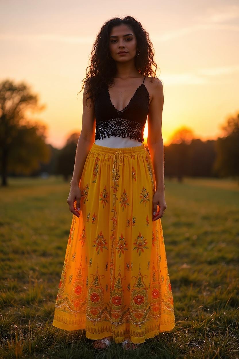Sequined, Ethnic, Hippie, Festival, Bohemian skirt, additional view 1 from Ariel La Boutique