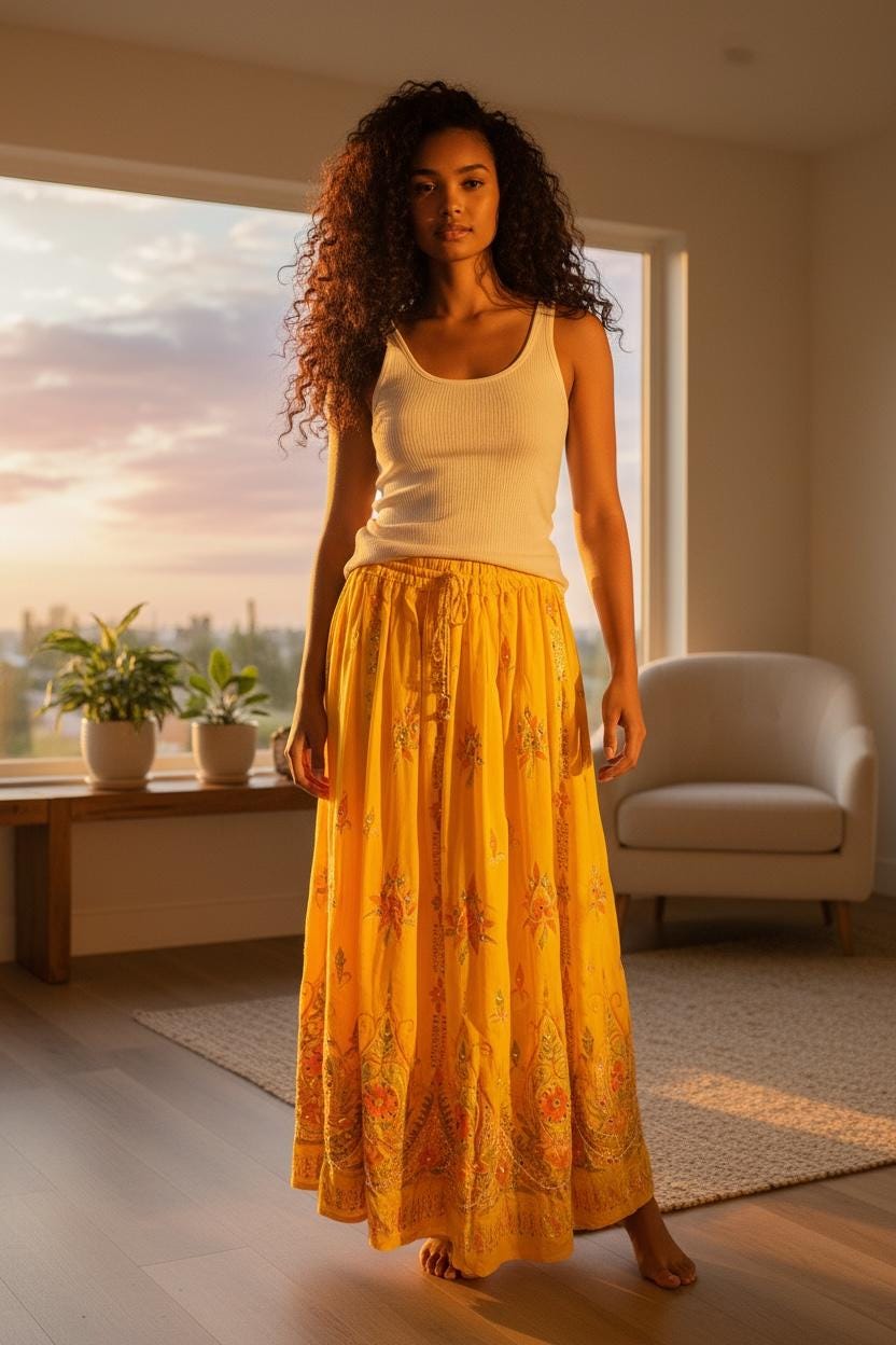 Sequined, Ethnic, Hippie, Festival, Bohemian skirt, additional view 3 from Ariel La Boutique