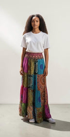 Ethnic, Hippie, Festival, Patchwork, Bohemian skirt, detail view from Ariel La Boutique